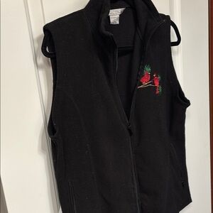 Black Fleece Vest with Cardinal Embroidery